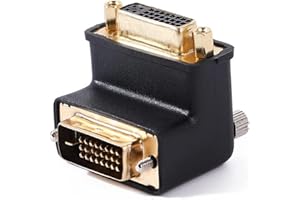 DTech Adaptateur DVI-I femelle vers DVI-D mâle à angle droit DVI connecteur 90 degrés installé dans peu d'espace