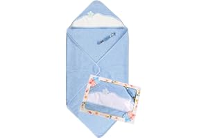 BUBABÙ AAccappatoio neonato da ricamare, con inserto in etamine su cappuccio a triangolo MISURA 55 FORI, con filo per ricamo. Misura75x75 cm Composizione: Cotone 100% Made in Italy