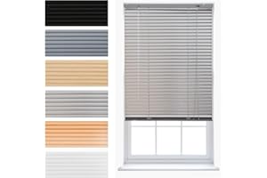 FURNISHED Venetian Blinds Window Venetian Blind Easy Fit PVC Curtains Trimmable Shades for Home Kitchen Windows Treatment Shutters 25mm Slats Complete Child Safe Fittings - Silver 60W x 150L cm