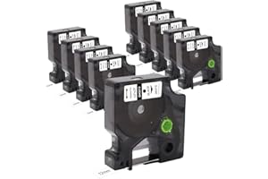 Molabel 10pack Compatible Label Tape Replacement for Dymo D1 45013 S0720530 （12mm x 7m） Black on White Tape Work with Dymo Label Manager 160 200 210D 280 360D 420P 450D