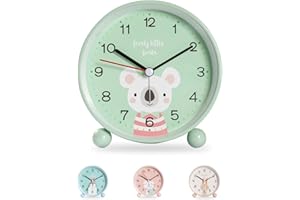 Idota Budzik dla dzieci, bez tykania, cichy budzik z lampką nocną, dla dzieci, analogowy, budzik dziecięcy, prezent na dzień dziecka, dla dziewcząt, chłopców, zielony, koala