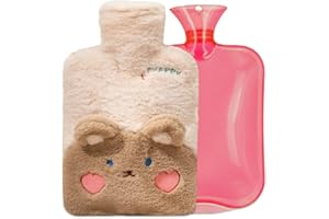 ShengOu Termofor z poszewką, duży termofor 1,8 litra, termofor dla dzieci, termofor dla dzieci, miękki puch, gumowa termofor, wysokiej jakości