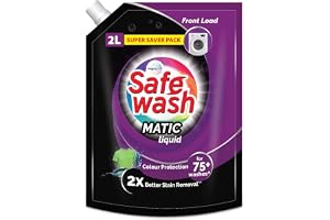 Safewash Front Load Matic Premium Liquid Detergent 2L Refill Pouch with Colour-Protect Technology 2x Stain Removal For All Types of Fabrics