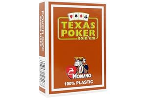 Modiano - Brown Texas Poker 100 % plástico, 2 esquinas, índice jumbo