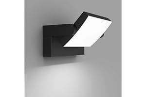Klighten 24W LED Lámpara de Pared Exterior Interior IP65, Luz de Pared Ajustable, Moderno Apliques de Pared Aluminio para Entrada Jardines Balcones Corredor, Blanco Frio 5700K-6000K, Negro