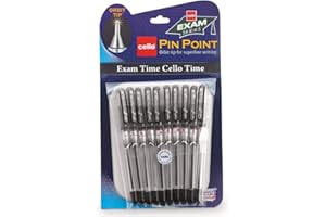 10 x Cello Pinpoint Fine Write Ball Point Pen Black Ink 0,5 mm Tip by Cello