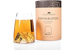 ALASKAN MAKER Verre long 450ml - Borosilicate de qualité supérieure soufflé artisanalement avec les montagnes en relief | Cocktail, bière ou soft TOPOGRAPHIC (Zugspitze)