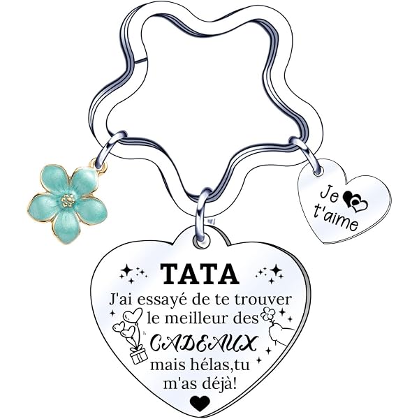 Porte-clés Gravé "Futur Tata" - Cadeau Annonce Grossesse Pour Soeur - Acier Inoxydable - Pochette Cadeau Incluse - 8