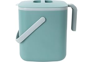 BLUE GINKGO Bac à Compost de Cuisine - Bac de Déchets Alimentaires Facile à Nettoyer avec Poignées | Bac à Compost de Cuisine pour Plan de Travail | Fabriqué en Corée (5 L) - Vert