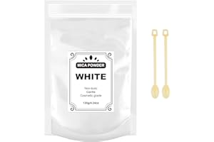 HEYBALON Poudre de mica - Pigment résine époxy 120g, colorant de savon, Métallique Naturel pour la fabrication de bijoux, Bougie,Vernis à Ongles,Bombe de Bain etc (White)
