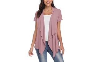 EXCHIC Casual Sólido Manga Corta Cárdigan para Mujer Ligero Frente Abierta Blázer