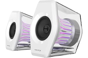 Edifier G2000 Pro-Enceintes PC Gaming 2.0(Peak 64W) avec Éclairage RGB TempoFlow™ 270°, Son Surround Virtuel 7.1-Bluetooth 5.4/USB-C/AUX-Compatible PC, PS5, Xbox, Mobile-Haut-parleurs Gamer-Blanc