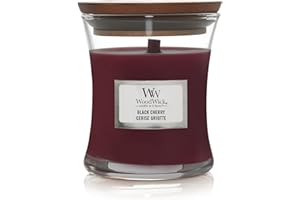 WoodWick bougie parfumée moyenne avec mèche en bois crépitante | Cerise Griotte| Jusqu'à 60 heures de combustion