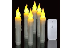 PChero Świeca stożkowa LED z pilotem zdalnego sterowania, bezpłomieniowa, na baterie, na Boże Narodzenie, Halloween, dekoracje stołu, do pokoju, 6 szt.