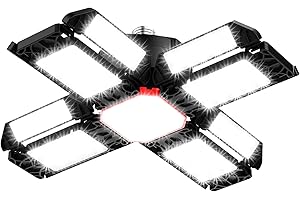 RAFOW 200W LED Garagenleuchte Werkstattlampe Garagenbeleuchtung 1 PCS - 20000LM 6500K Verformbare Deckenlampe mit 12 Verstellbaren Paneelen - E26 / E27 Bay Licht für Keller Geschäft Werkstatt Scheune Lager