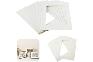 FUITKE 8 x 10'' and 5 x 7'' Picture Mounts, Fit 6 x 8'' and 4 x 6'' Photos Cardboard Frames Inserts Aperture Card for Display Artwork Paintings Graduation Artworks Posters Prints Decor Cream White