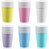 YWKJDDM 60 Pieces Paper Cups, Multicolor Paper Cups, 250ml Disposable Multicolor Paper Cups for Wedding Kids Crafts Party Sup