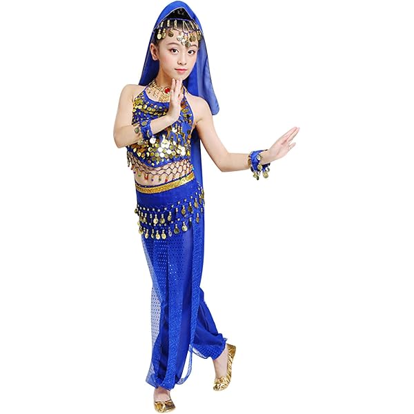 Mädchen Bauchtanz Kostüm – Indisches Tanzkleid Aus Chiffon Mit Pailletten, Für Gymnastik, Karneval & Street Dance – Weich Und Leicht