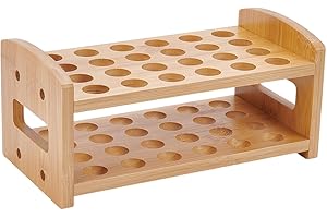 UNICRAFTALE Wooden Test Tube Rack 24-Holes Bamboo Multi-Use Cylinder Tube Display Racks 24.9x12.7x11.5cm Rectangle Razors Pencils Art Brushes Holder Hole 5mm for Laboratory Home Crafting Potted Plant