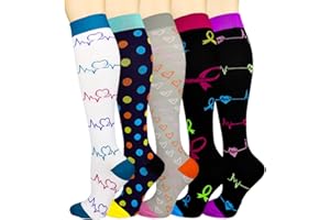 Weekend Peninsula 5 Pares Calcetines/Medias de Compresión para Hombres y Mujeres, Running, Deporte, Correr, Senderismo, Volar, Viajar, Varicosas, Embarazo y Médicos