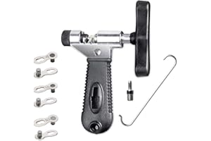 QKURT Séparateur de chaîne de vélo + 3 Paires de vélo manquant de Lien, Outil Universel de Coupe-chaîne de vélo avec Crochet de chaîne pour 7 8 9 10 Vitesses réparation de maillon de chaîne