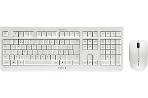 ‎CHERRY CHERRY DW 3000, Kabelloses Tastatur-Maus-Set, Deutsches Layout (QWERTZ), 2,4 GHz Funk, Flaches Design, Geräuscharme Tasten, Symmetrische Maus, Weiß-Grau