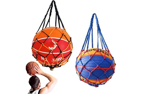 SULIUDAJI 2 Pièces Filets À Balles Portablesr,Filet Ballon De Foot Gonflables Argentées Sac Ballon De Basket Filets De Balle Portables(Deux Couleurs)