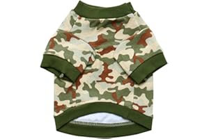 PETPHINDU Chemise De Chien Manteaux pour Toutous Chien T-Shirt Petit Moyen Chiens Camouflage Chemise Chiens Armée Verte Camo T-Shirt pour Animaux De Plage D'été Vêtements