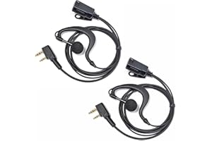 HYSHIKRA Walkie Talkie słuchawki z mikrofonem, 2-pinowy zestaw słuchawkowy w kształcie litery G z PTT, kompatybilne z Kenwood eSnic Retevis Baofeng UV-5R radio nauszniki dla ochroniarza (2 sztuki)