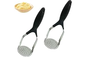 DIVONO 2 Stück Kartoffelstampfer Edelstahl, Kartoffelstampfer mit Gummigriff, Küchenstampfer, Gemüsestampfer Kartoffelpresse, Handstampfer für Kartoffelbrei, Gemüse und Früchte