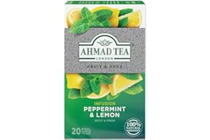 Ahmad Tea – Peppermint i cytryna | herbata miętowa o smaku cytrynowym | 20 torebek herbaty z tasiemką po 1,5 g
