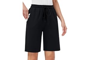 MOVE BEYOND Bermudas de Mujer con 3 Bolsillos con Cordón Ajustable Pantalones Cortos para Yoga Correr Ejercicio Salón