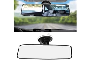 Kamanan Rétroviseur Intérieur de Voiture, Rotation à 360 Degrés Retroviseur Interieur Voiture À Ventouse Rétroviseur pour Voiture Réglable Grand Angle pour les Camions de Voiture SUV (200 X 60mm)