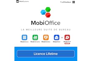 MOBISYSTEMS Suite de bureau 4 en 1 MobiOffice Lifetime pour Windows | Licence Lifetime | Traitement de texte, feuilles de calcul, présentations, messagerie + lecteur PDF gratuit