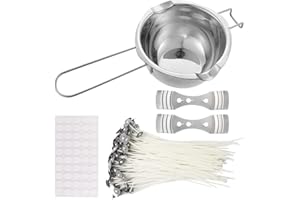 YAMYO DIY Candle Making Kit Includes Double Spouts Boiler Pot, 100 Pack Candle Wicks, 100pcs Candle Wicks Sticker and 2pcs 3-Hole Candle Wicks Holder