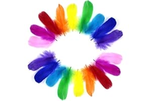 YouU Plumes Colorées, 200 Pièces Naturel Multicolore Plume Décoration pour DIY Arts Crafts, Idéal pour Costumes, Chapeaux, Décoration d'intérieur Fete Mariage Anniversaire (4-8cm)