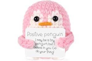 BOXOB Pozytywna Lalka Pingwina, 6,5cm Zabawna Dzianinowa Zabawka Pingwina z Pozytywna Karta Welniana Pozytywne Pluszowe Szydelkowe Pingwiny Rozweselic Prezent dla Przyjaciól Zacheta Dekoracja