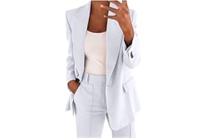 GÉNÉRIQUE Susenstone Tailleur Femme Ensemble Chic et Élégant Slim Fit Blazer Veste Formelle Pantalon Costumes Manteau Col Revers Couleur Unie