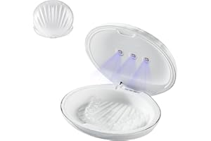 ELMWAY Shell-Design UV Retainer Sanitizer Case by ELMWAY – Rechargeable UVC Cleaner with Transparent Dual-Layer Shell & Hidden Magnetic Closure for Braces, Aligners, Mouth Guard & Night Guard – White