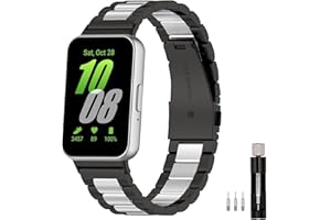 Jtffjsy compatible with Samsung Galaxy Fit 3 Straps metal SM-R390 for women men,Solid Stainless Steel metal replacement band straps