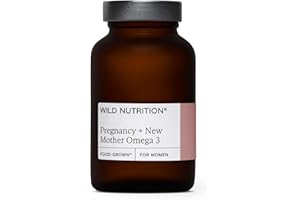 WILD NUTRITION Food-Grown® Pregnancy + New Mother Omega 3 | Omega 3 Pregnancy Vitamins for Women | Prenatal Omega 3 Pregnancy Supplement | Sustainably Sourced Essential Fatty Acids & DHA | 60 Capsules
