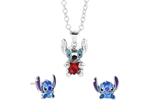 shengo Stitch Necklace Earrings,Anime Cartoon Earrings,Stitch Jewellery Sets Gift for Girls Daughter Niece BFF Women Friendship (Style 1)