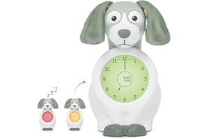 ZAZU Davy The Dog Clock - Horloge d'entraînement au Sommeil et veilleuse pour Enfants | réveil Lumineux | Aidez Votre Enfant à Apprendre Quand se réveiller | Luminosité réglable | Arrêt Automatique