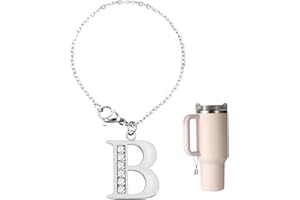 NQEUEPN Letter Pendant for Stanley Cup, Rhinestones Charm Alphabet Chain Personalized Identification Name ID Letter Handle Accessories for Water Bottle Tumbler Stanley Cup
