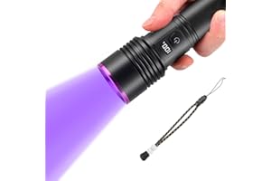 Strixorn UV Taschenlampe 20W, 365nm Schwarzlicht Taschenlampe mit USB Aufladbar, 7000mAh UV Licht Lampe für Haustier Urin Erkennung, Bernsteinsuche, Skorpion, Harz, Uranglas