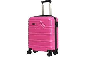 Rocklands London Lightweight 4 Wheel Hard Shell PC Luggage Suitcase Ryanair Cabin Travel Bag 55x40x20 cm - PC30 (Pink)