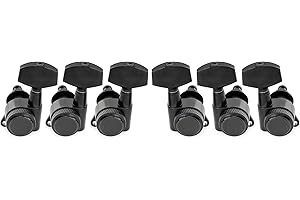 Musiclily Pro 3R3L Clavijas de Afinación Bloqueo 18:1 Ratio Clavijeros Bloqueantes con Botón Hex Grande Tornillo 45° para Guitarra Eléctrica Acústica, Negro