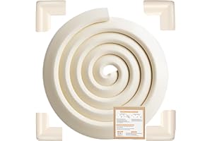 DEKUKAR Safety Baby Edge Corner Guards Protector Set, Baby Proofing 3M/10ft Edges Protector + 4 Corner Guards for Kids Foam, Furniture and Tables Child Bumpers, Pre-Taped for Direct Use White