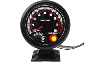 MAJATOU Tachometers Gauge, 3.75in Automotive Replacement Tachometers, Black Racing Car Tachometer 0-8000 RPM 12v Automobile Gauge Meter, Tachometer