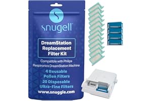 Snugell Dreamstation CPAP Filters – 24-Pack (4 Reusable + 20 Disposable) – Universal Replacement Filters for Philips Respironics CPAP Machines, Ensures Clean Air for Better Sleep Therapy - Made in USA